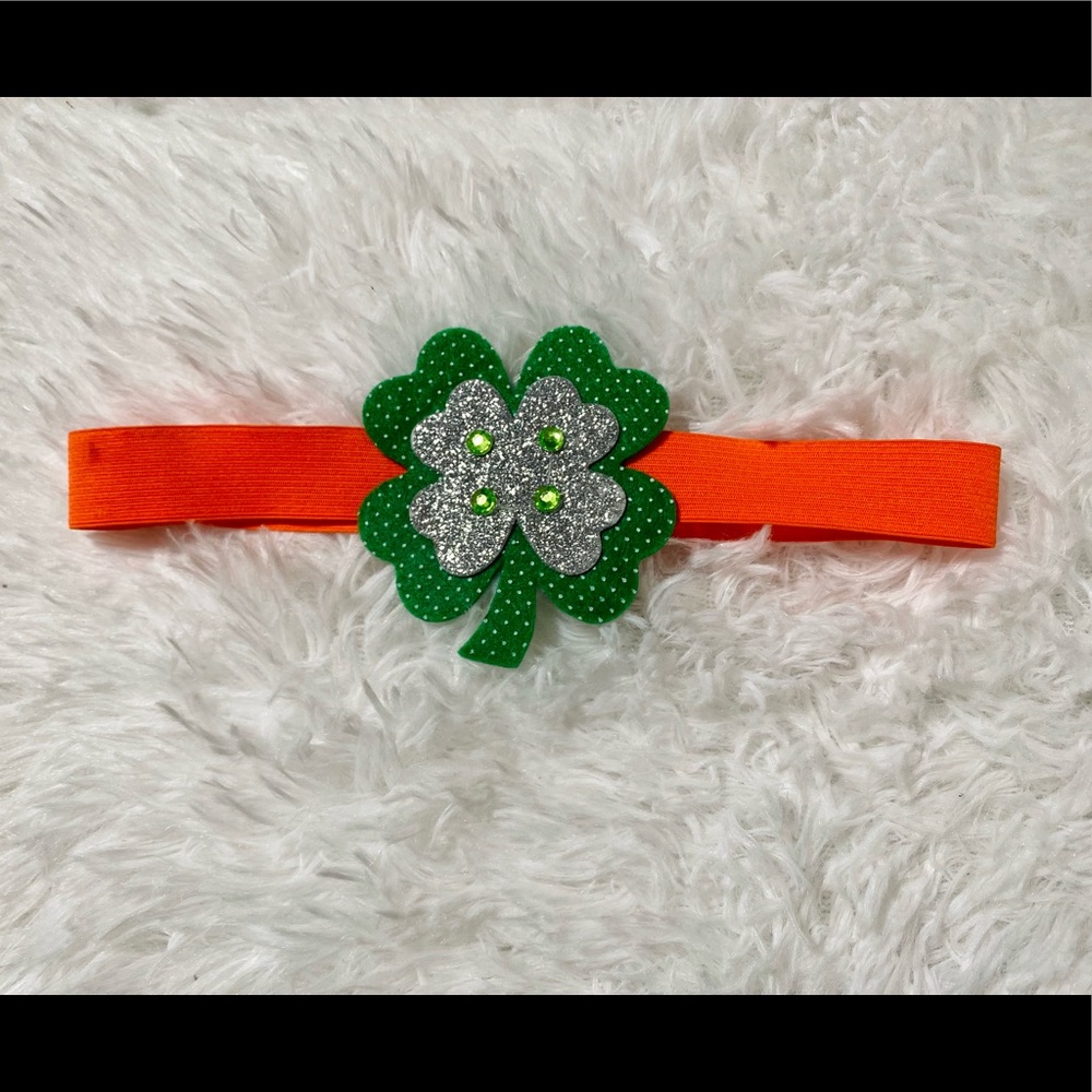 St.Patricks Day headband bow baby/ toddler size shamrock Notre Dame